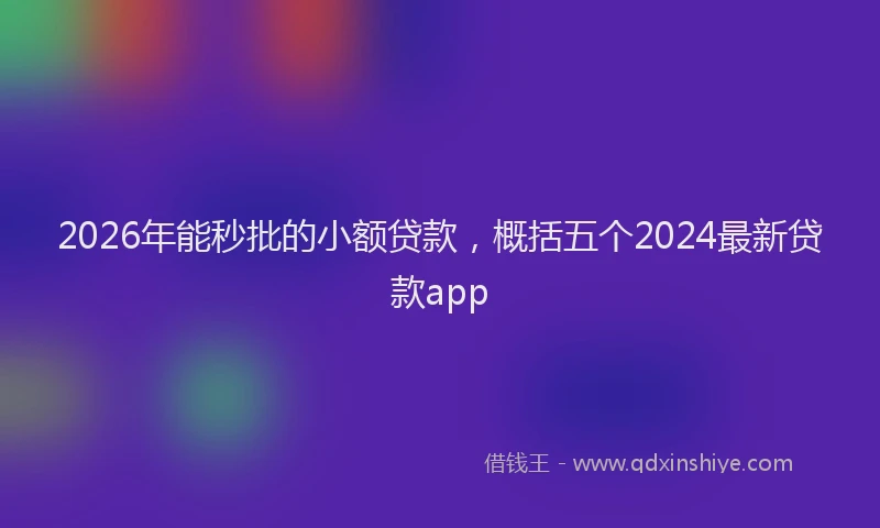 2026年能秒批的小额贷款，概括五个2024最新贷款app