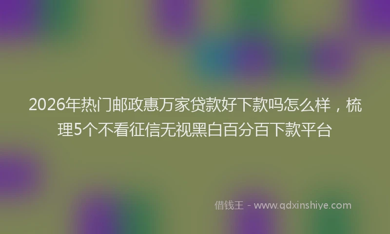 2026年热门邮政惠万家贷款好下款吗怎么样,梳理5个不看征信无视黑白百分百下款平台