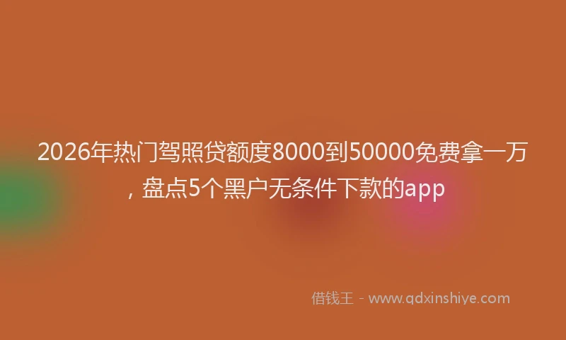 2026年热门驾照贷额度8000到50000免费拿一万，盘点5个黑户无条件下款的app