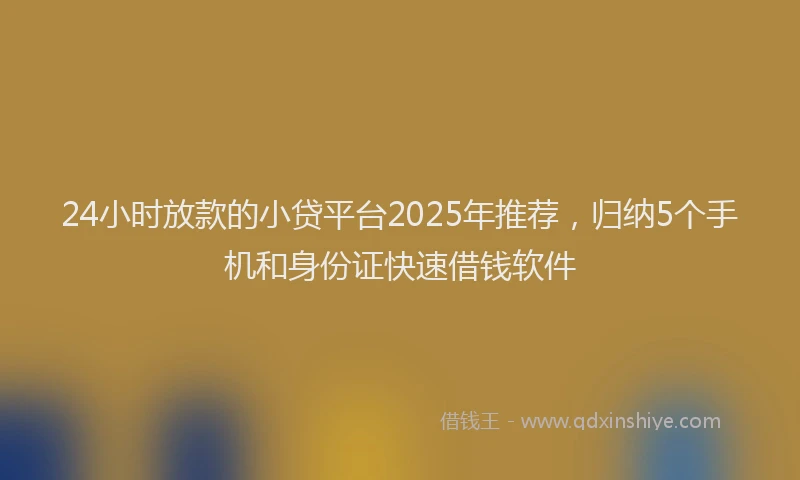 24小时放款的小贷平台2025年推荐，归纳5个手机和身份证快速借钱软件