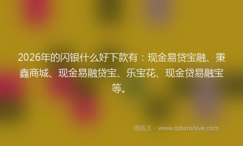 2026年的闪银什么好下款有：现金易贷宝融、秉鑫商城、现金易融贷宝、乐宝花、现金贷易融宝等。