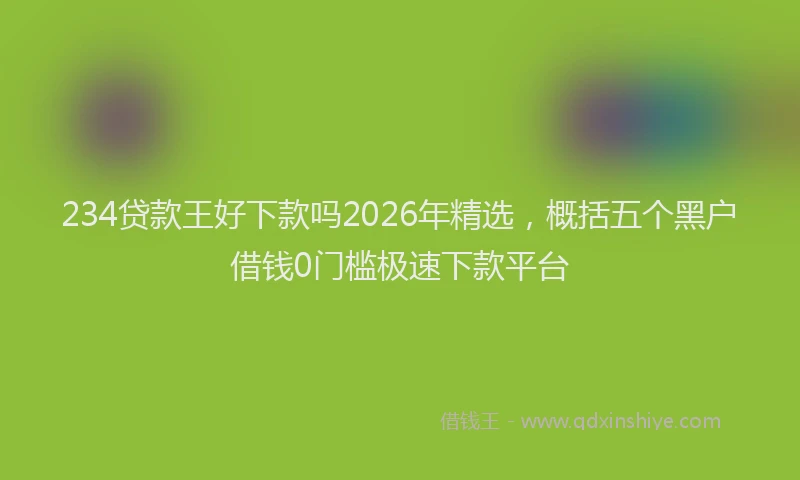 234贷款王好下款吗2026年精选，概括五个黑户借钱0门槛极速下款平台