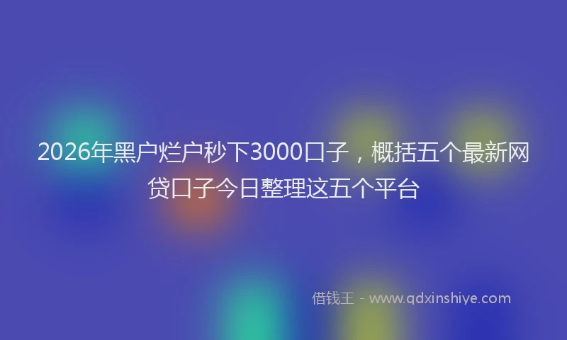 2026年黑户烂户秒下3000口子，概括五个最新网贷口子今日整理这五个平台