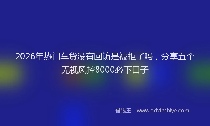 2026年热门车贷没有回访是被拒了吗，分享五个无视风控8000必下口子