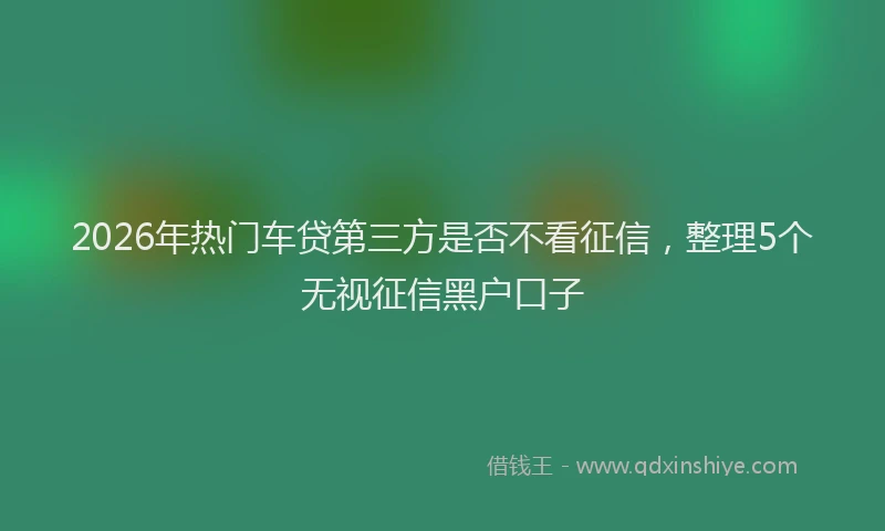 2026年热门车贷第三方是否不看征信，整理5个无视征信黑户口子