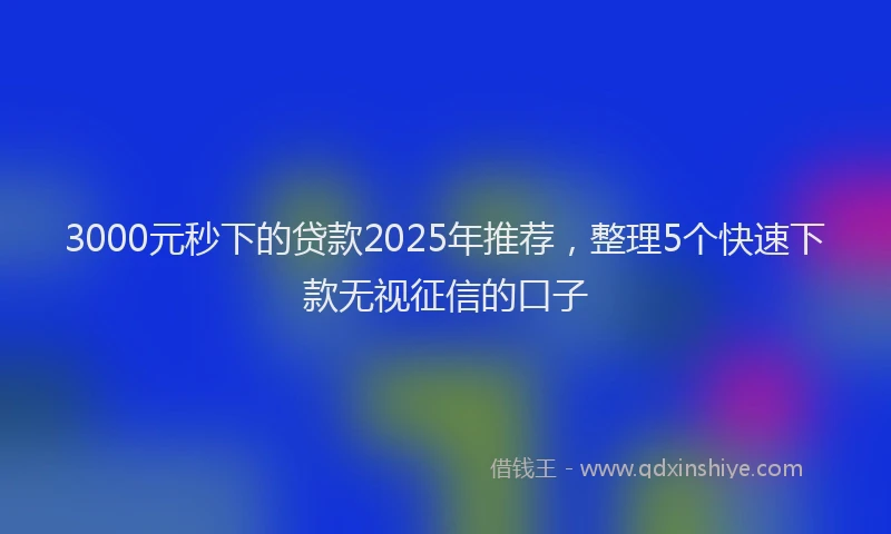 3000元秒下的贷款2025年推荐，整理5个快速下款无视征信的口子