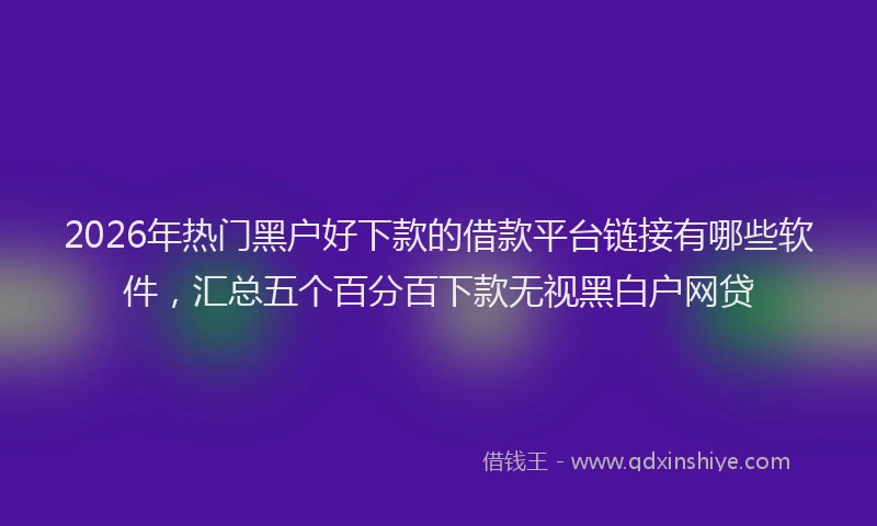 2026年热门黑户好下款的借款平台链接有哪些软件，汇总五个百分百下款无视黑白户网贷
