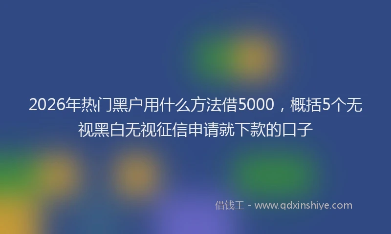 2026年热门黑户用什么方法借5000，概括5个无视黑白无视征信申请就下款的口子