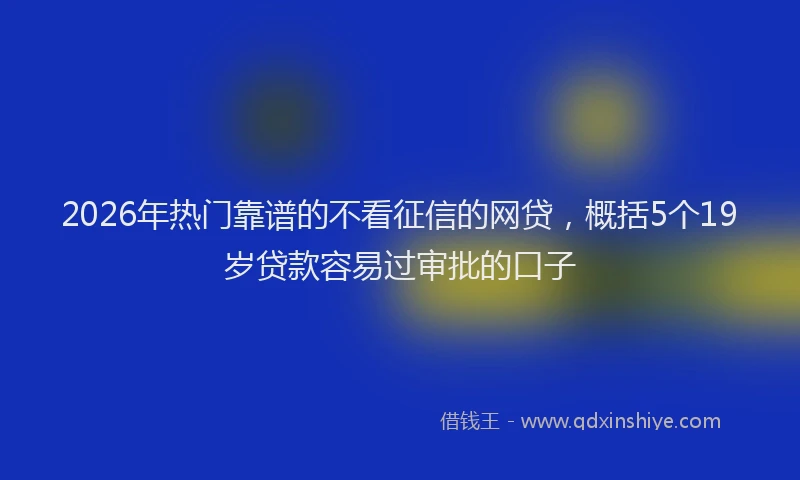 2026年热门靠谱的不看征信的网贷，概括5个19岁贷款容易过审批的口子