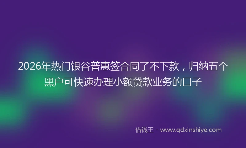 2026年热门银谷普惠签合同了不下款，归纳五个黑户可快速办理小额贷款业务的口子
