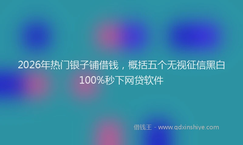 2026年热门银子铺借钱，概括五个无视征信黑白100%秒下网贷软件