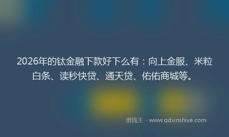 2026年的钛金融下款好下么有：向上金服、米粒白条、读秒快贷、通天贷、佑佑商城等。