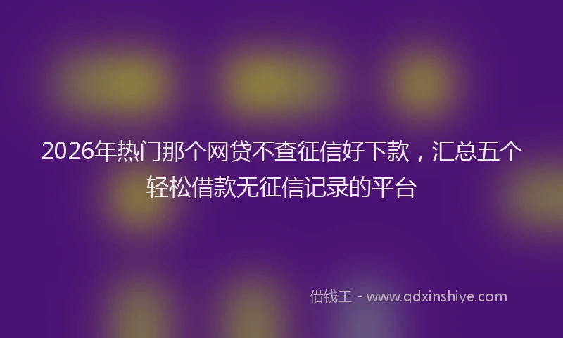 2026年热门那个网贷不查征信好下款，汇总五个轻松借款无征信记录的平台