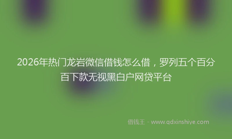 2026年热门龙岩微信借钱怎么借，罗列五个百分百下款无视黑白户网贷平台