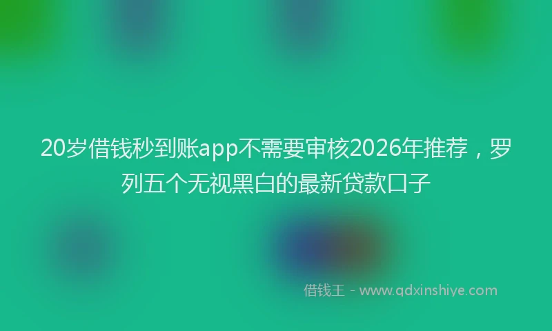 20岁借钱秒到账app不需要审核2026年推荐，罗列五个无视黑白的最新贷款口子