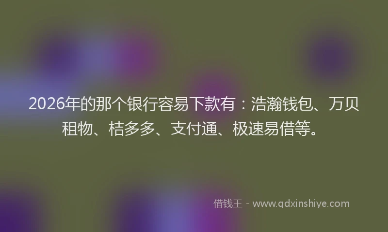 2026年的那个银行容易下款有：浩瀚钱包、万贝租物、桔多多、支付通、极速易借等。