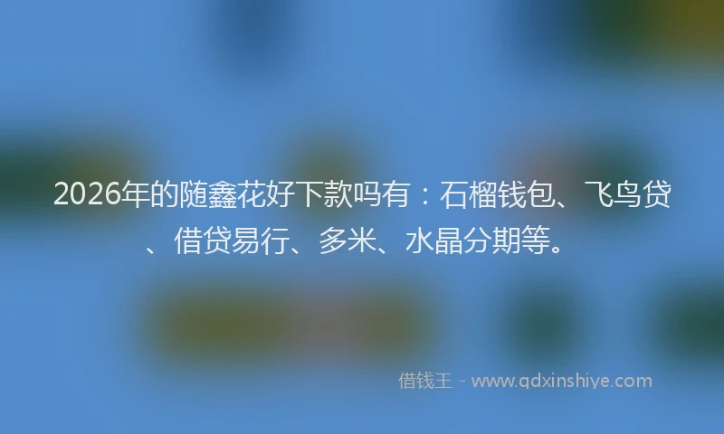 2026年的随鑫花好下款吗有：石榴钱包、飞鸟贷、借贷易行、多米、水晶分期等。