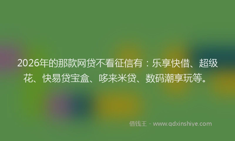 2026年的那款网贷不看征信有：乐享快借、超级花、快易贷宝盒、哆来米贷、数码潮享玩等。