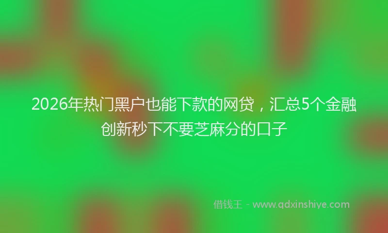 2026年热门黑户也能下款的网贷,汇总5个金融创新秒下不要芝麻分的口子