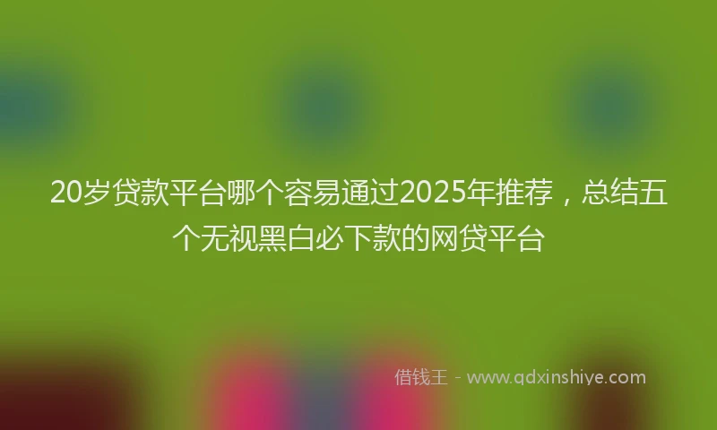 20岁贷款平台哪个容易通过2025年推荐，总结五个无视黑白必下款的网贷平台