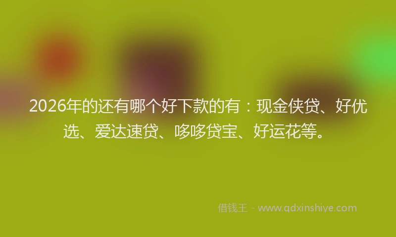 2026年的还有哪个好下款的有：现金侠贷、好优选、爱达速贷、哆哆贷宝、好运花等。
