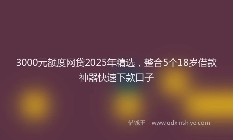3000元额度网贷2025年精选，整合5个18岁借款神器快速下款口子