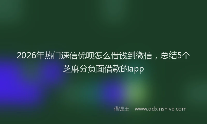 2026年热门速信优呗怎么借钱到微信，总结5个芝麻分负面借款的app