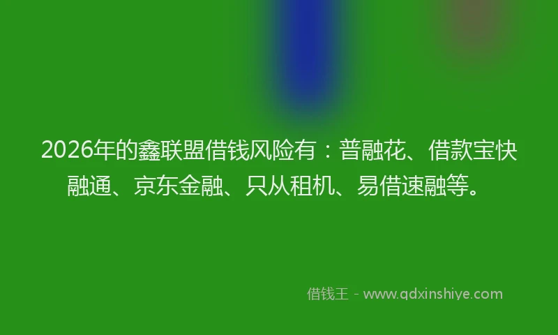 2026年的鑫联盟借钱风险有：普融花、借款宝快融通、京东金融、只从租机、易借速融等。