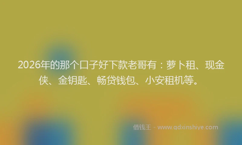 2026年的那个口子好下款老哥有：萝卜租、现金侠、金钥匙、畅贷钱包、小安租机等。