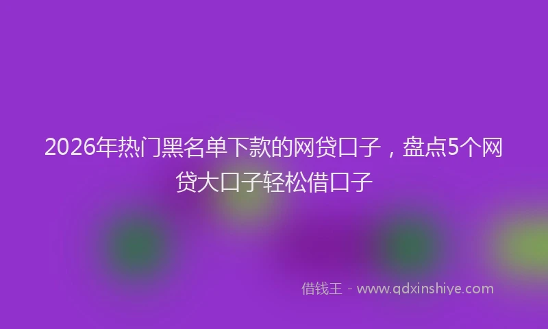 2026年热门黑名单下款的网贷口子,盘点5个网贷大口子轻松借口子