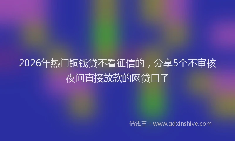 2026年热门铜钱贷不看征信的，分享5个不审核夜间直接放款的网贷口子