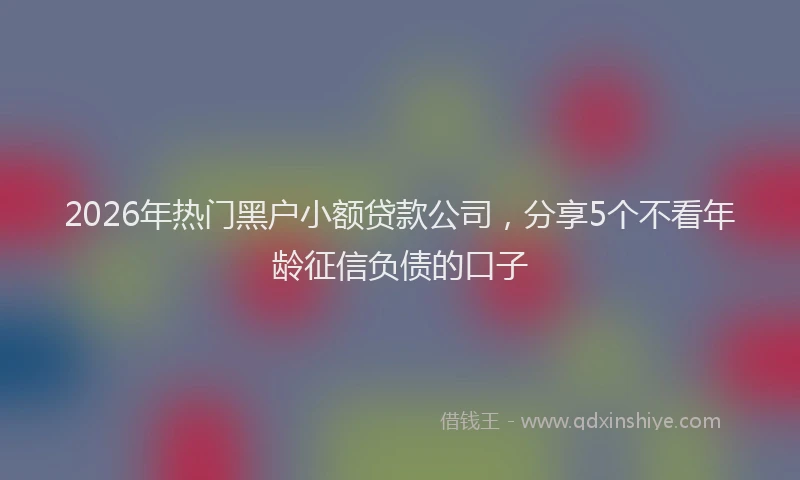 2026年热门黑户小额贷款公司，分享5个不看年龄征信负债的口子