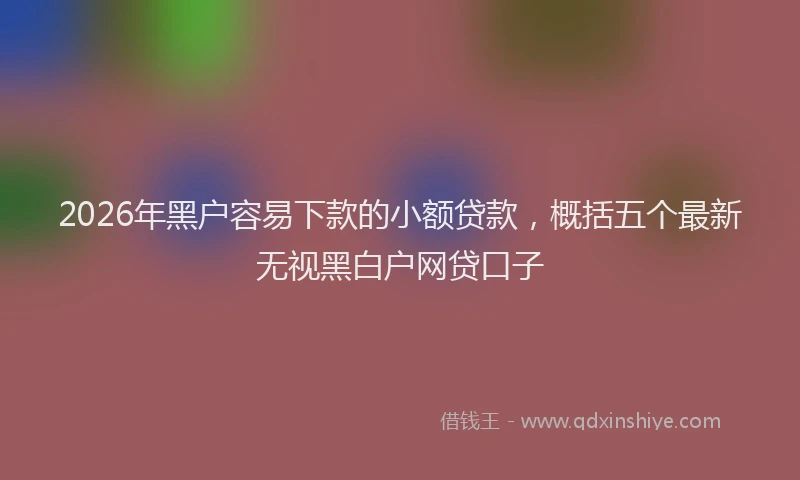2026年黑户容易下款的小额贷款，概括五个最新无视黑白户网贷口子