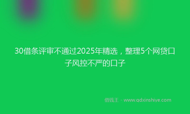 30借条评审不通过2025年精选,整理5个网贷口子风控不严的口子