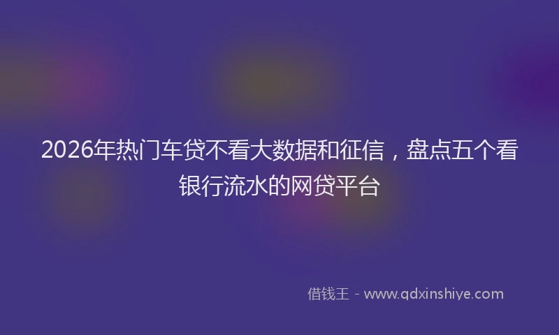 2026年热门车贷不看大数据和征信，盘点五个看银行流水的网贷平台
