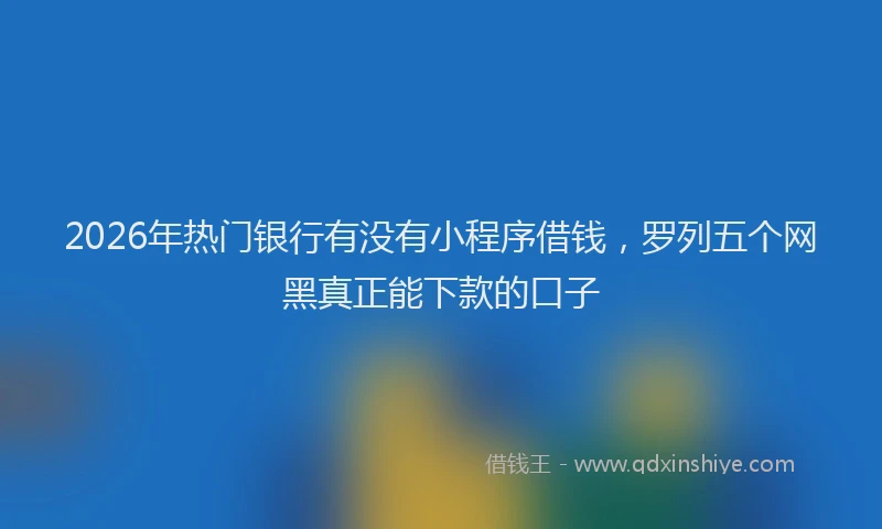 2026年热门银行有没有小程序借钱,罗列五个网黑真正能下款的口子