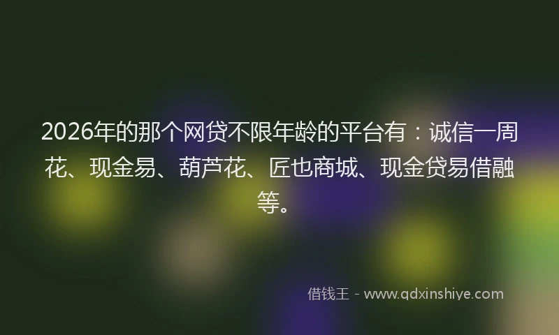 2026年的那个网贷不限年龄的平台有：诚信一周花、现金易、葫芦花、匠也商城、现金贷易借融等。