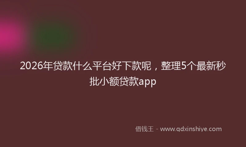 2026年贷款什么平台好下款呢，整理5个最新秒批小额贷款app