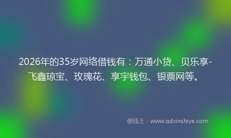 2026年的35岁网络借钱有：万通小贷、贝乐享-飞鑫琼宝、玫瑰花、享宇钱包、银票网等。
