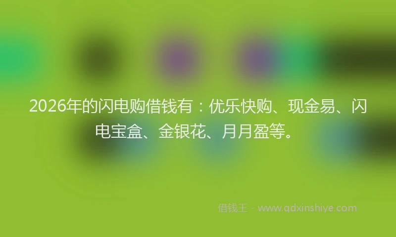 2026年的闪电购借钱有：优乐快购、现金易、闪电宝盒、金银花、月月盈等。
