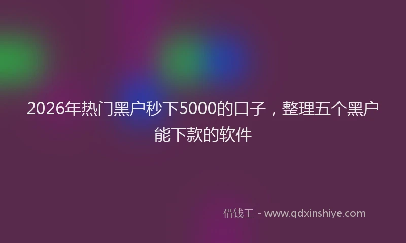 2026年热门黑户秒下5000的口子，整理五个黑户能下款的软件