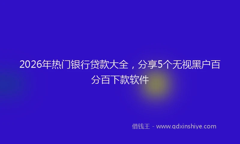 2026年热门银行贷款大全，分享5个无视黑户百分百下款软件