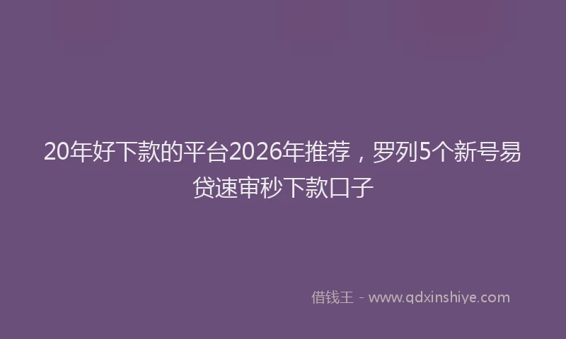 20年好下款的平台2026年推荐，罗列5个新号易贷速审秒下款口子