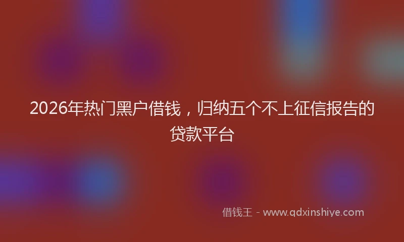 2026年热门黑户借钱，归纳五个不上征信报告的贷款平台