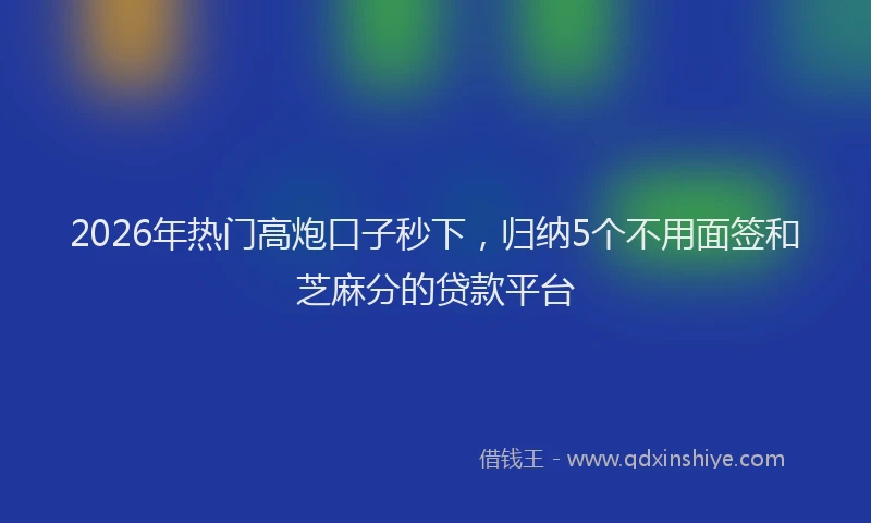 2026年热门高炮口子秒下，归纳5个不用面签和芝麻分的贷款平台