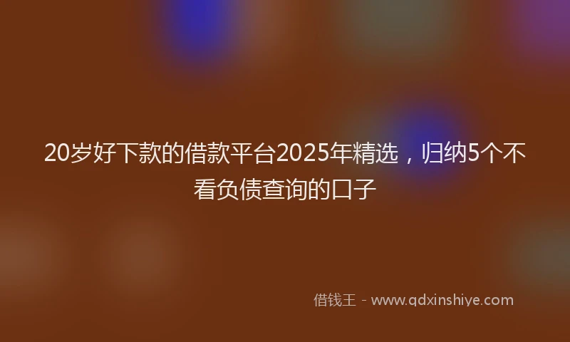 20岁好下款的借款平台2025年精选，归纳5个不看负债查询的口子