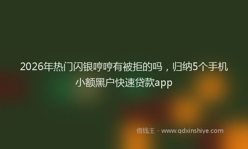 2026年热门闪银哼哼有被拒的吗，归纳5个手机小额黑户快速贷款app