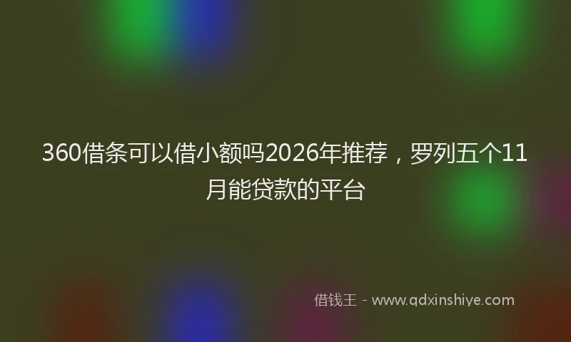 360借条可以借小额吗2026年推荐,罗列五个11月能贷款的平台