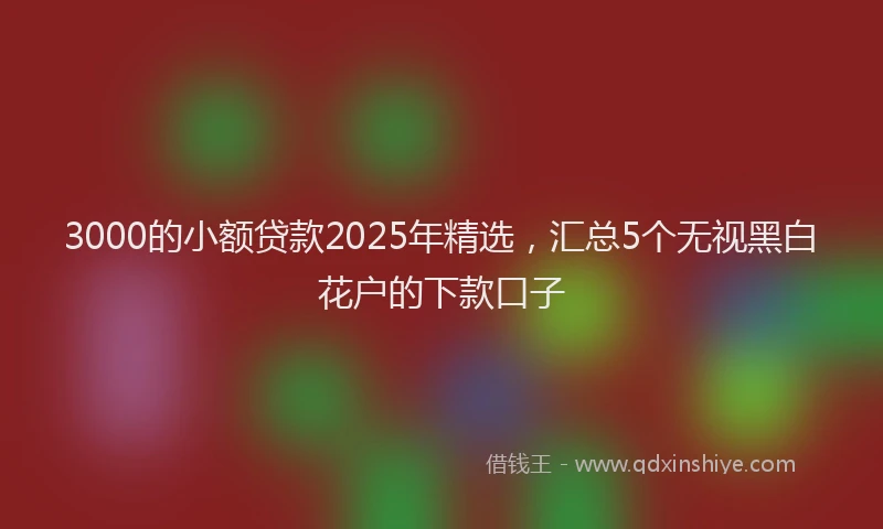 3000的小额贷款2025年精选，汇总5个无视黑白花户的下款口子