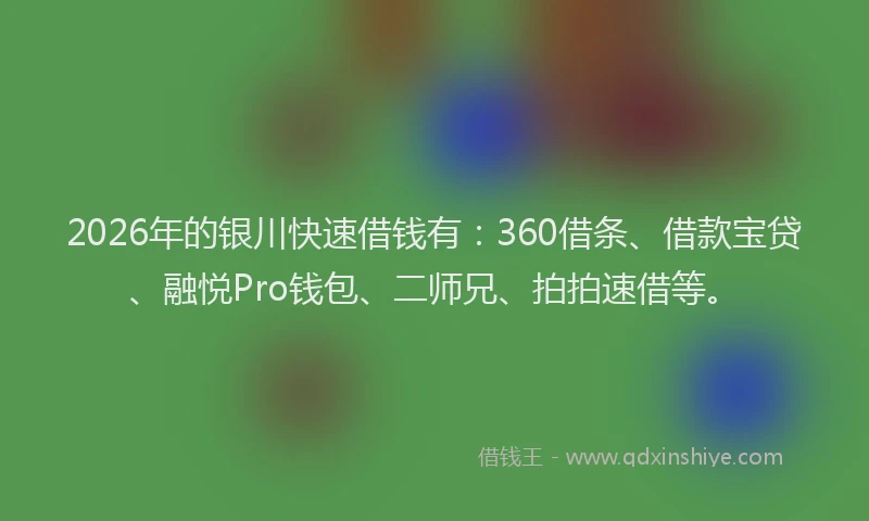 2026年的银川快速借钱有：360借条、借款宝贷、融悦Pro钱包、二师兄、拍拍速借等。